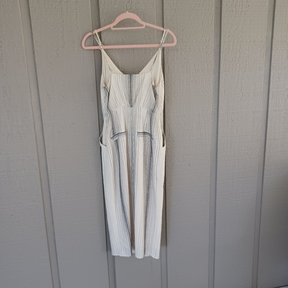 Reiss Kay Stripe Midi Dress Size 2 Women Preppy Sleeveless Pockets Cotton Blend - Picture 6 of 16